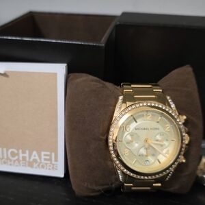 Michael Kors Gold-Tone Watch with Crystal Detailing